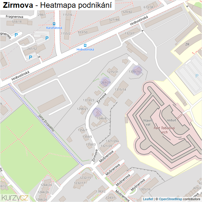 Mapa Zirmova - Firmy v ulici.