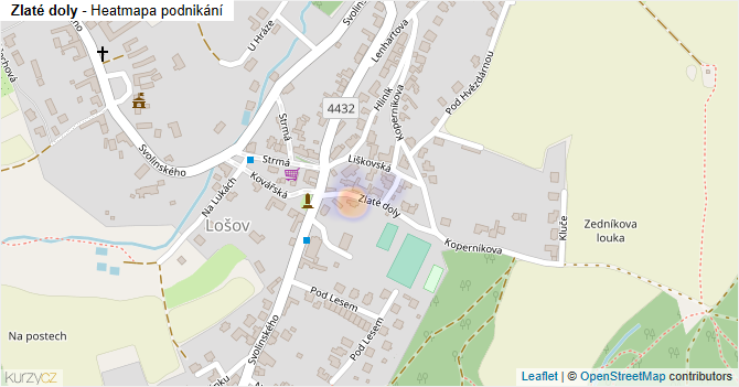 Zlaté doly - mapa podnikání