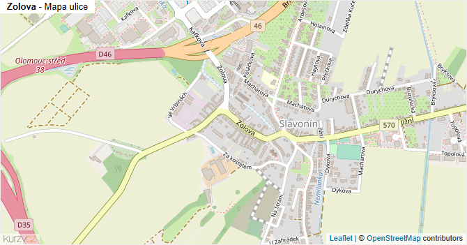 Zolova - mapa ulice