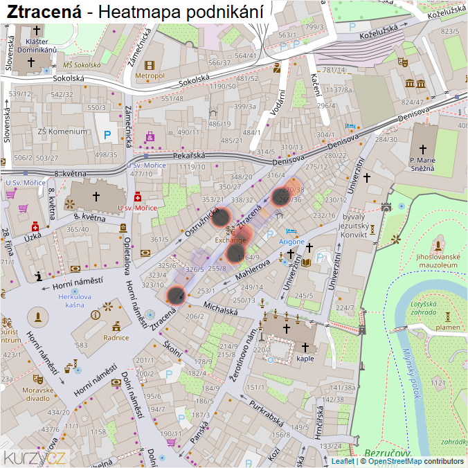 Mapa Ztracená - Firmy v ulici.