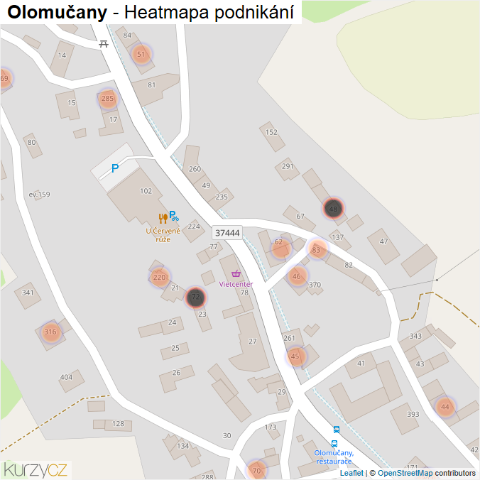 Mapa Olomučany - Firmy v obci.