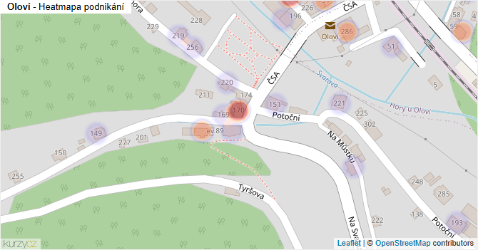 Oloví - mapa podnikání