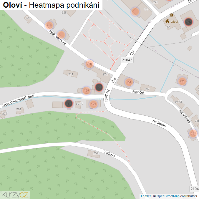 Mapa Oloví - Firmy v obci.