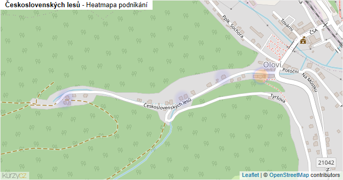 Československých lesů - mapa podnikání