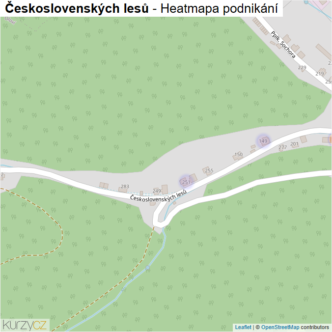 Mapa Československých lesů - Firmy v ulici.