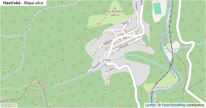 Hasičská - mapa ulice
