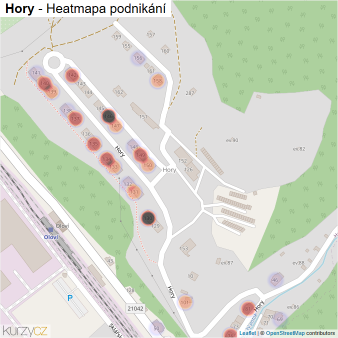 Mapa Hory - Firmy v části obce.