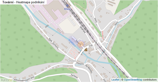 Tovární - mapa podnikání