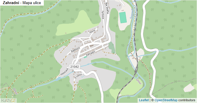 Zahradní - mapa ulice