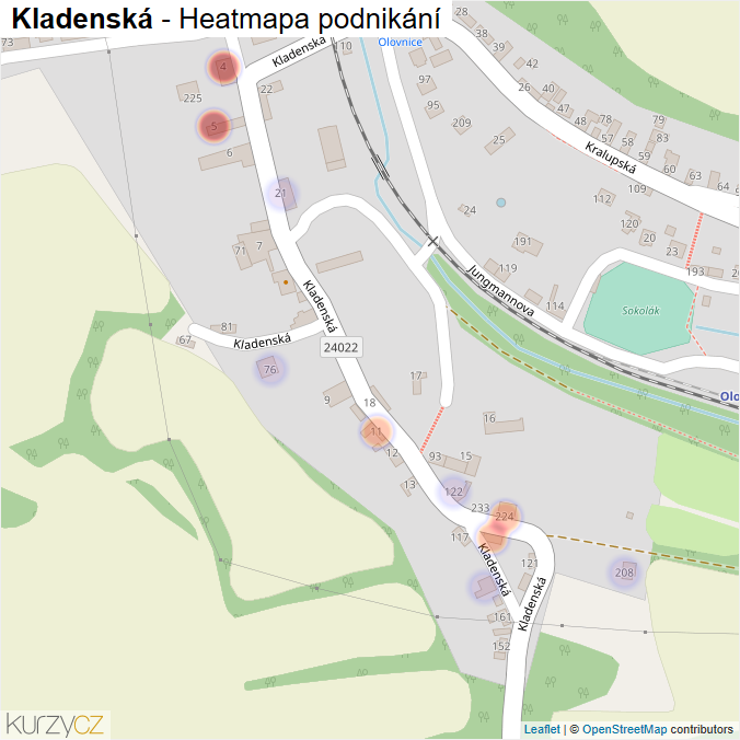 Mapa Kladenská - Firmy v ulici.