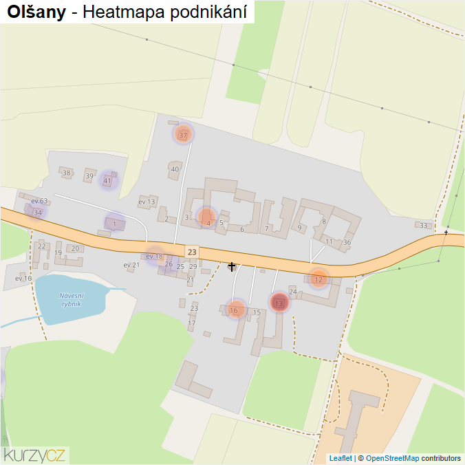 Mapa Olšany - Firmy v části obce.