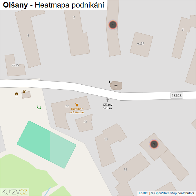 Mapa Olšany - Firmy v obci.
