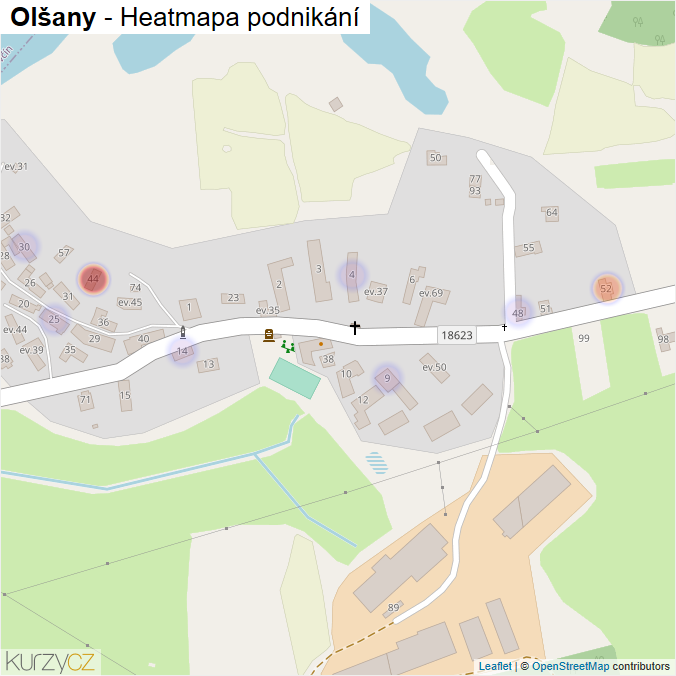 Mapa Olšany - Firmy v části obce.