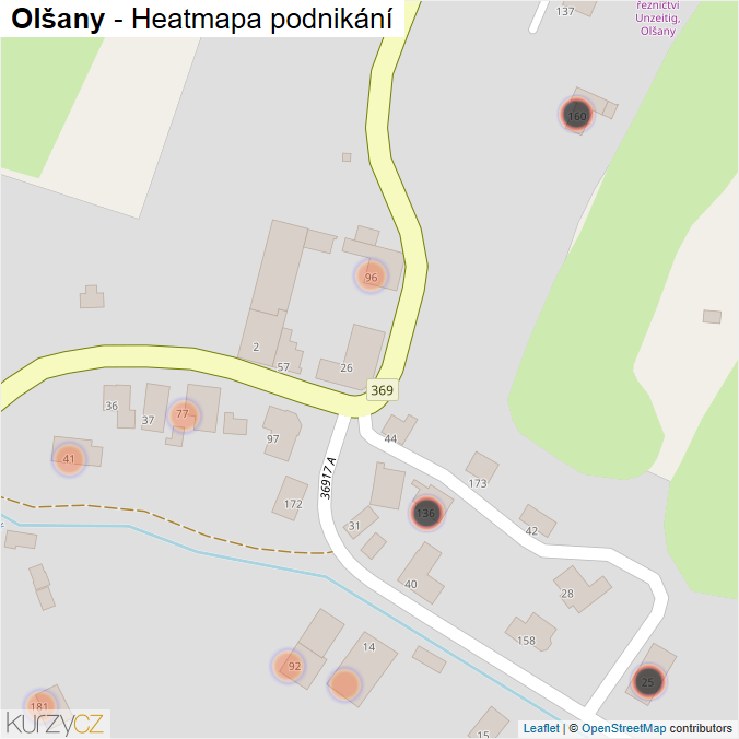 Mapa Olšany - Firmy v obci.