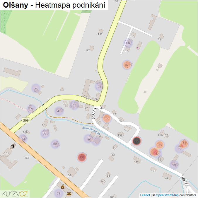 Mapa Olšany - Firmy v části obce.