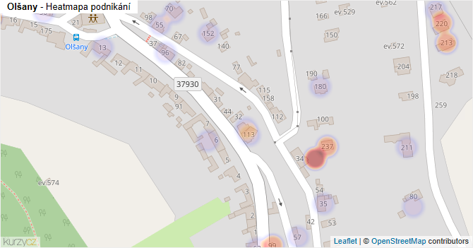 Olšany - mapa podnikání