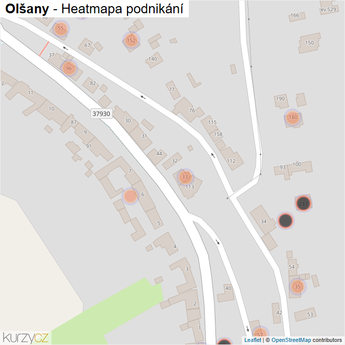 Mapa Olšany - Firmy v obci.