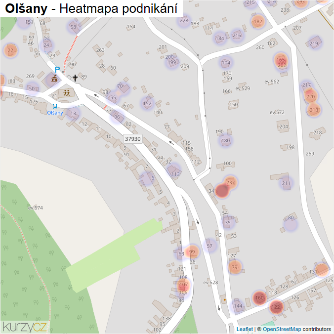 Mapa Olšany - Firmy v části obce.