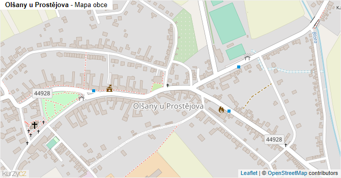 Olšany u Prostějova - mapa obce
