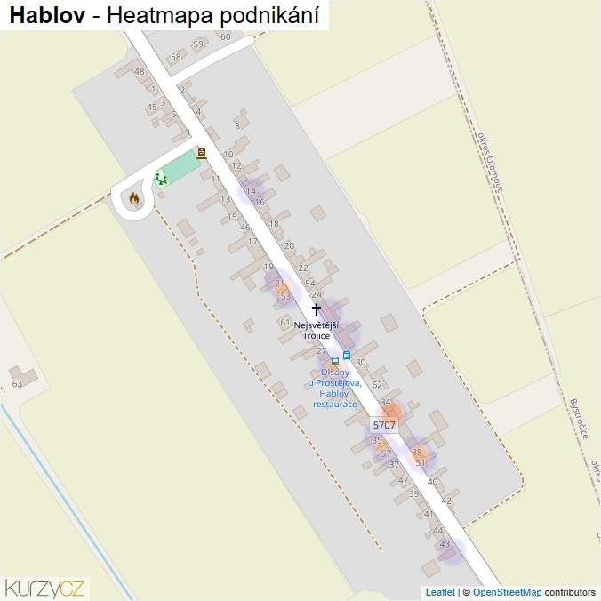 Mapa Hablov - Firmy v části obce.