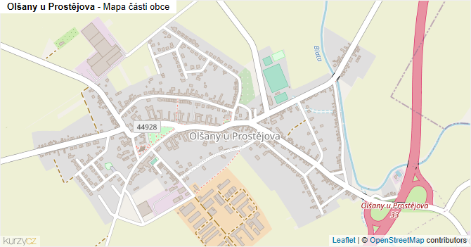 Olšany u Prostějova - mapa části obce