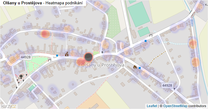 Olšany u Prostějova - mapa podnikání