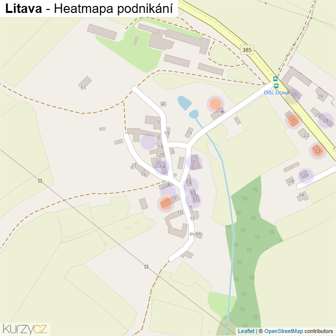 Mapa Litava - Firmy v části obce.