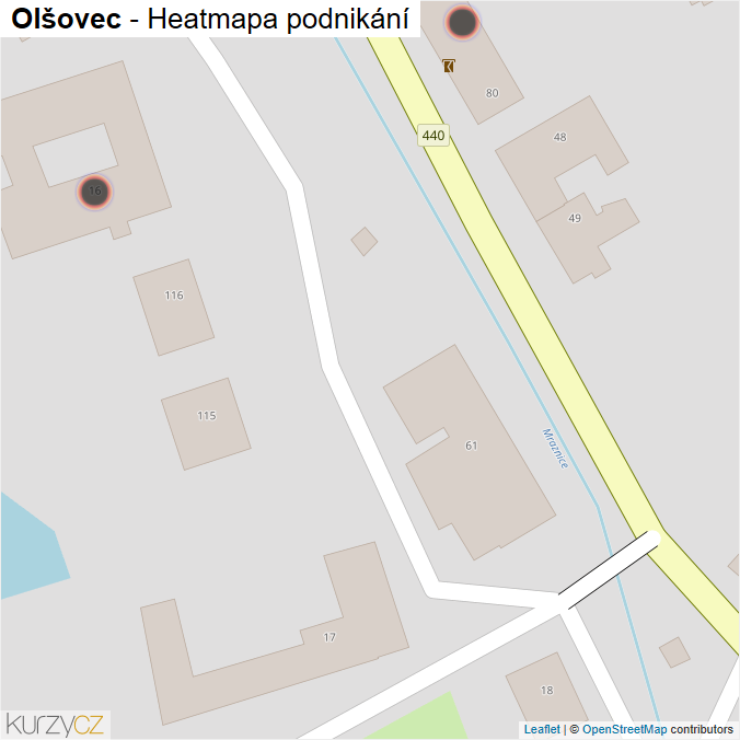 Mapa Olšovec - Firmy v obci.