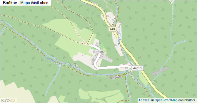 Boňkov - mapa části obce