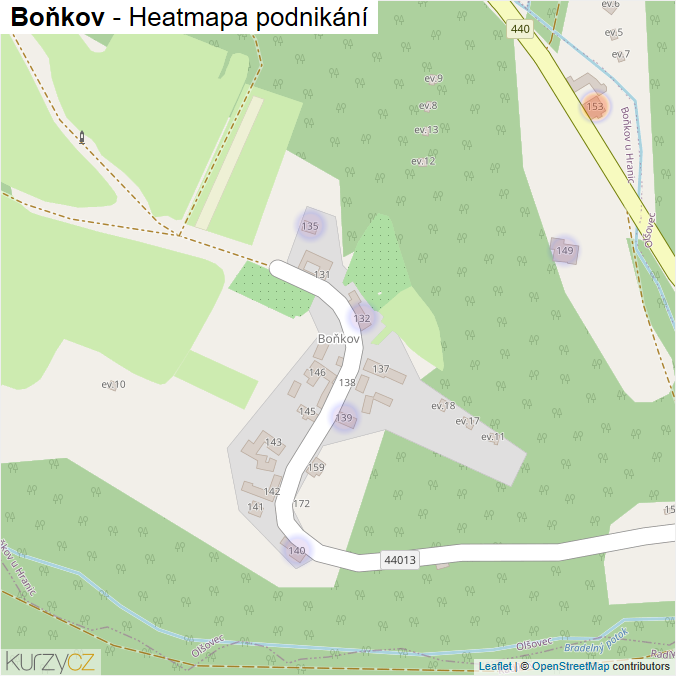 Mapa Boňkov - Firmy v části obce.