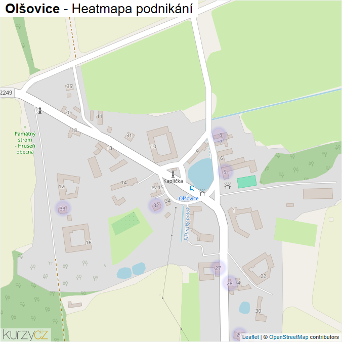 Mapa Olšovice - Firmy v části obce.