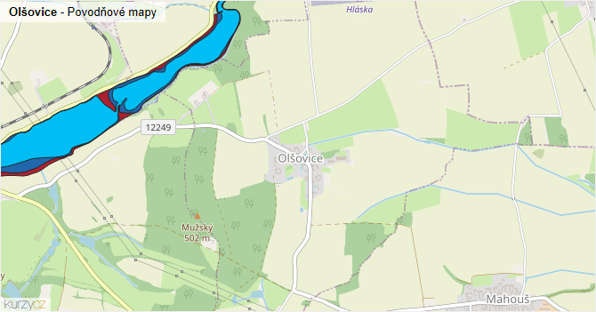 Olšovice - záplavové mapy stoleté vody