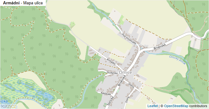 Armádní - mapa ulice