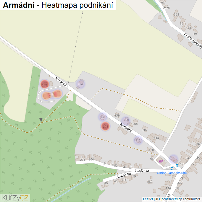 Mapa Armádní - Firmy v ulici.