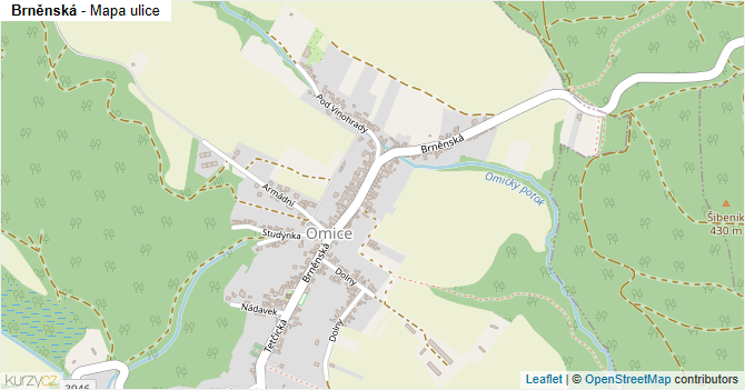 Brněnská - mapa ulice