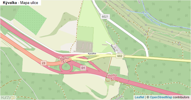 Kývalka - mapa ulice