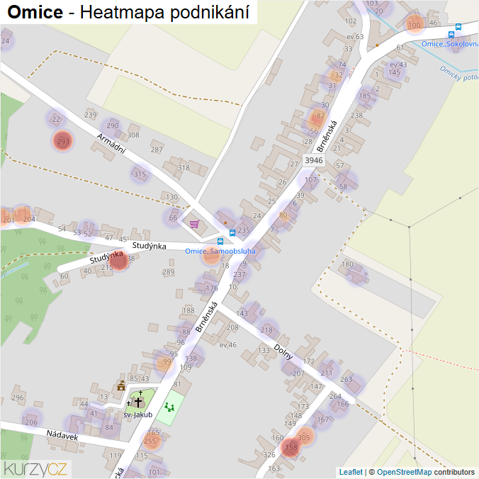 Mapa Omice - Firmy v části obce.