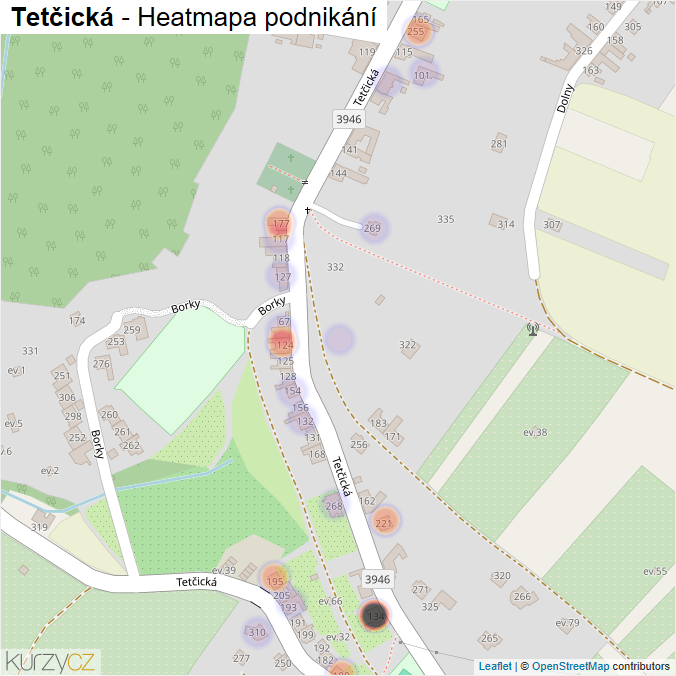 Mapa Tetčická - Firmy v ulici.
