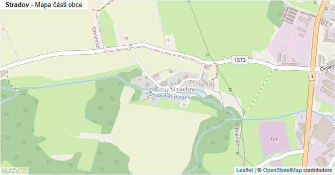 Stradov - mapa části obce
