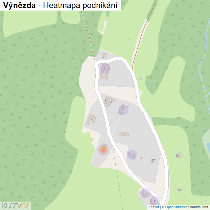 Mapa Výnězda - Firmy v části obce.