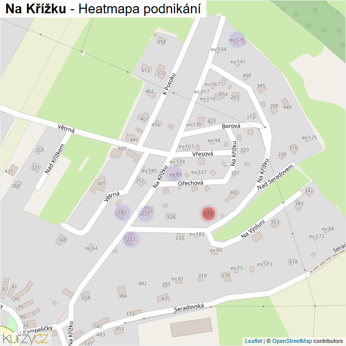 Mapa Na Křížku - Firmy v ulici.