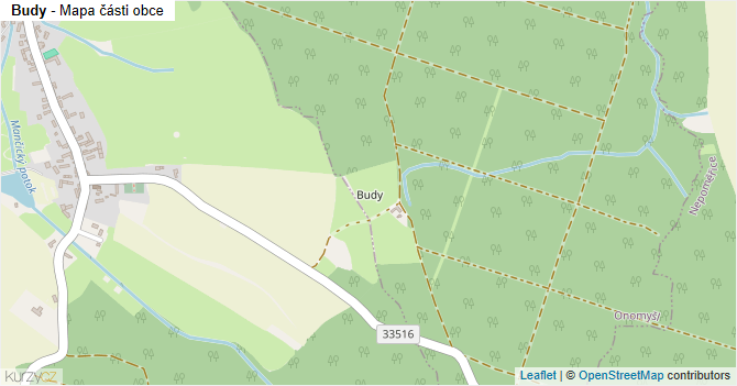 Budy - mapa části obce
