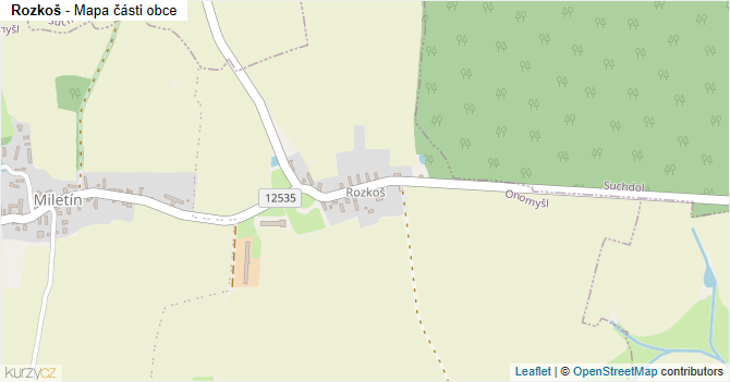 Rozkoš - mapa části obce