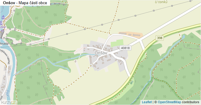 Onšov - mapa části obce