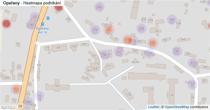 Opařany - mapa podnikání