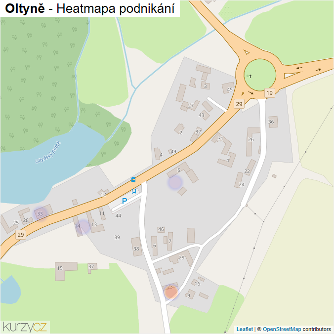 Mapa Oltyně - Firmy v části obce.