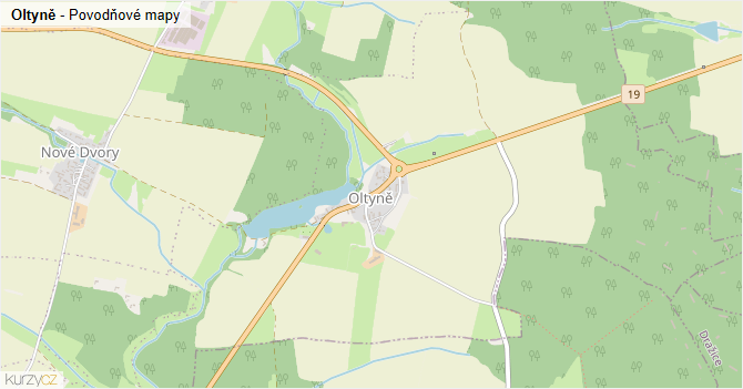 Oltyně - záplavové mapy stoleté vody