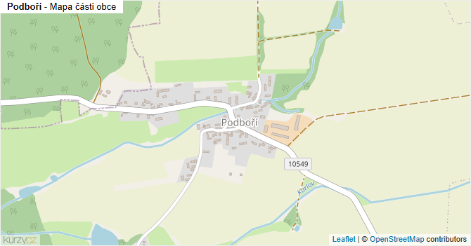 Podboří - mapa části obce