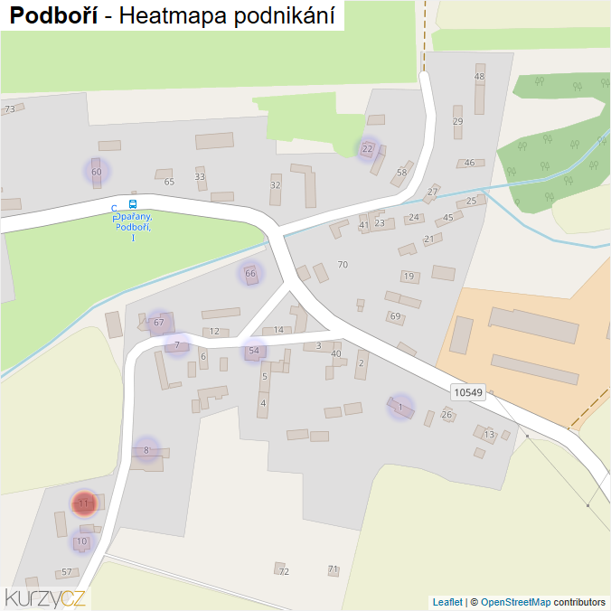 Mapa Podboří - Firmy v části obce.