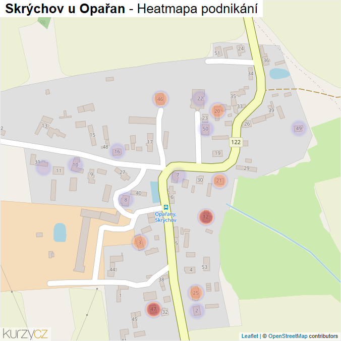 Mapa Skrýchov u Opařan - Firmy v části obce.